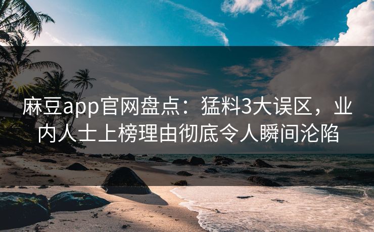 麻豆app官网盘点：猛料3大误区，业内人士上榜理由彻底令人瞬间沦陷