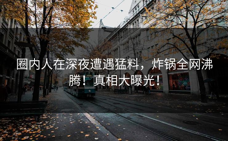 圈内人在深夜遭遇猛料，炸锅全网沸腾！真相大曝光！