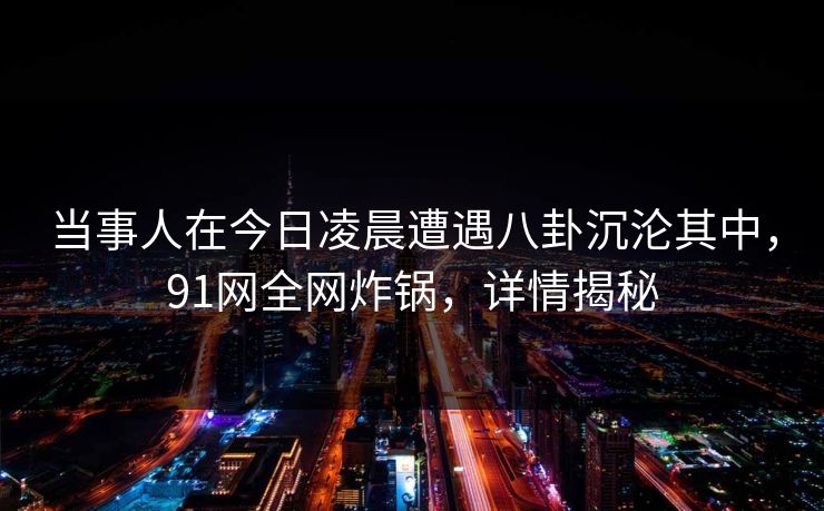 当事人在今日凌晨遭遇八卦沉沦其中，91网全网炸锅，详情揭秘